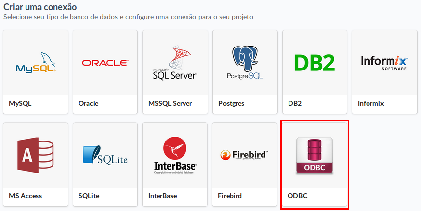 Selecionando a conexão ao banco de dados ODBC