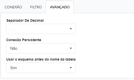 Configuração avançada da conexão do banco de dados 