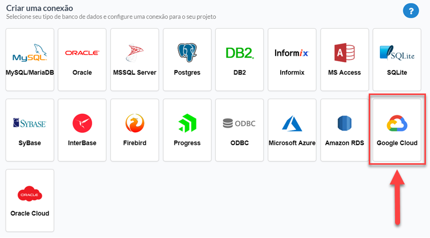 Selecionando a conexão ao banco de dados