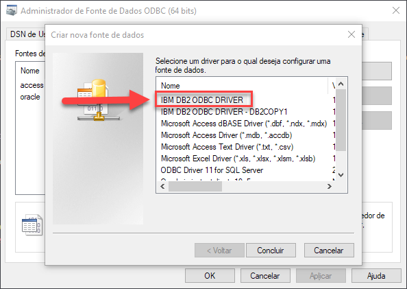 Selecionando Driver ODBC