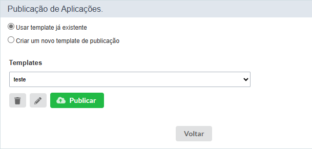 Escolha do nome do template da publicação