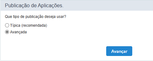 Escolha do tipo da publicação