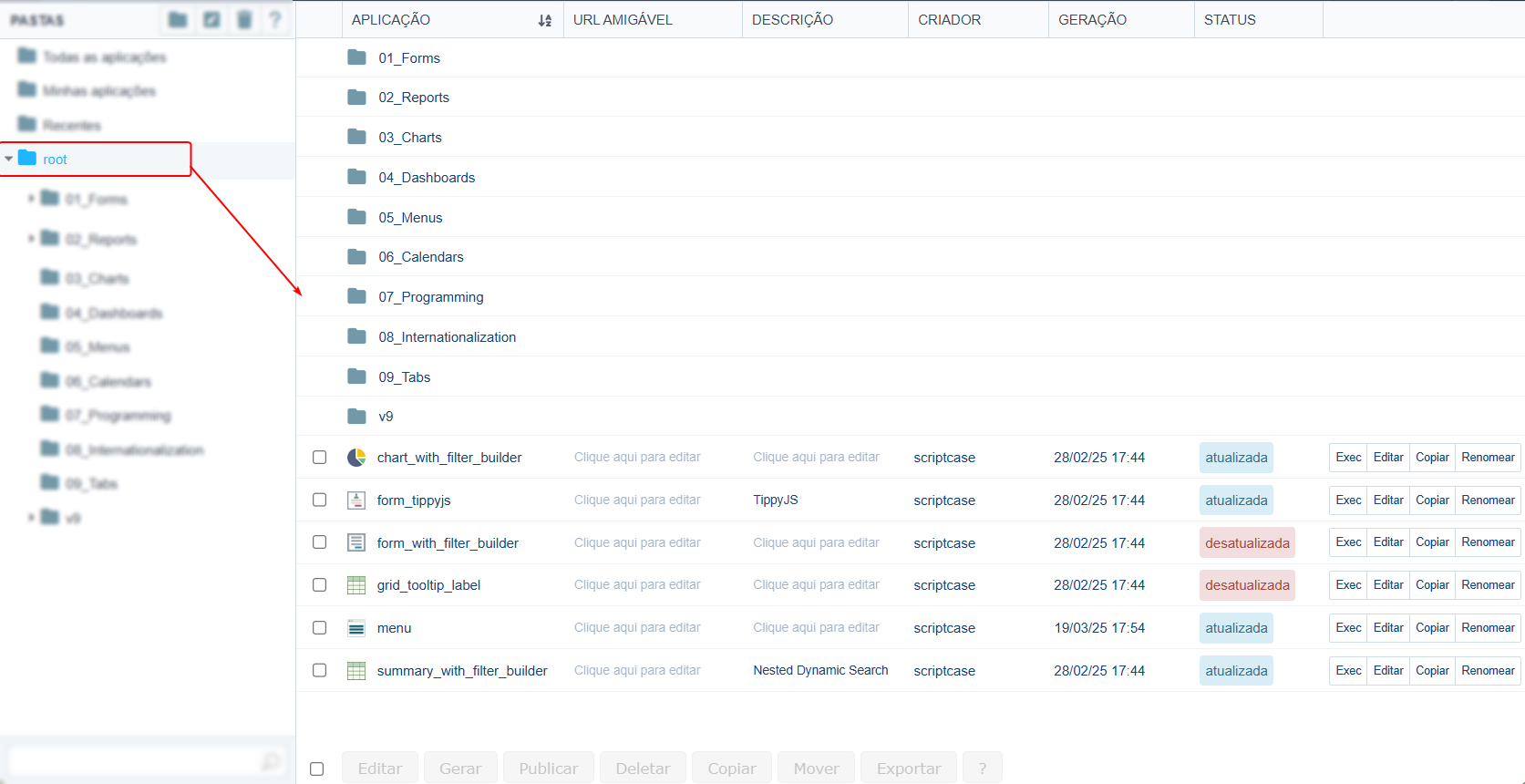 Lista de Aplicações
