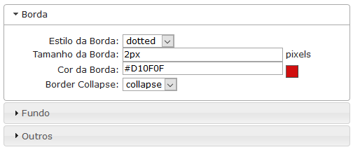 Configurações de borda do iframe