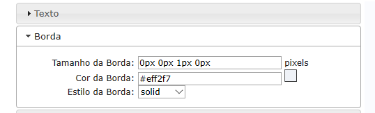 Configurações de borda da label de ferramentas do filtro refinado