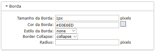 Configurações de borda da Moldura