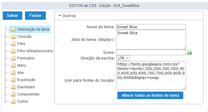 Configurações iniciais da edição avançada