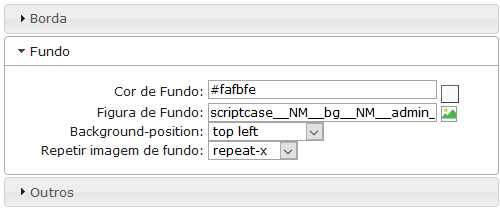 Configurações de fundo da Moldura