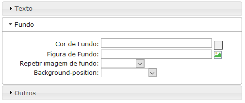 Configurações do fundo da página do Formulário