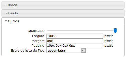 Outras Configurações da Moldura