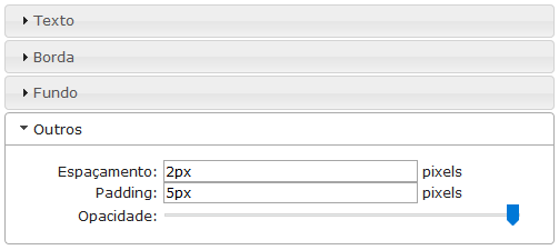 Outras Configurações do cabeçalho