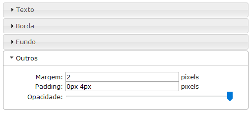 Outras Configurações do cabeçalho