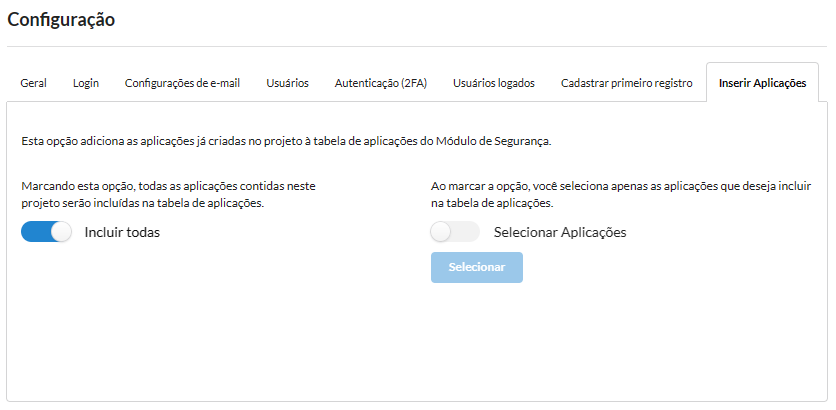 Adicionando Aplicações