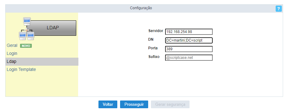 Configurações LDAP