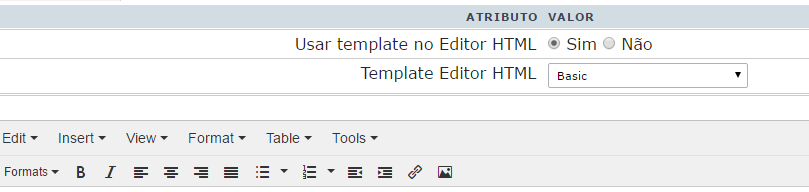 Valores Padrão do projeto - HTML Editor