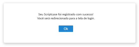 Confirmação de registro realizado com sucesso.