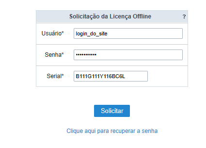 Tela de Solicitação online