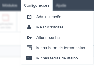 Menu configurações