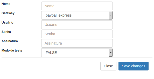 Configuração de pagamento utilizando API Paypal