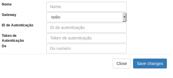Configuração de envio utilizando API Twilio