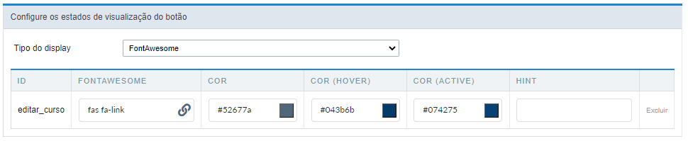 Tela de edição do botão