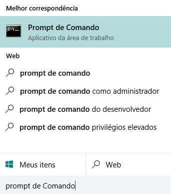 Acessando Prompt de Comando do Windows.