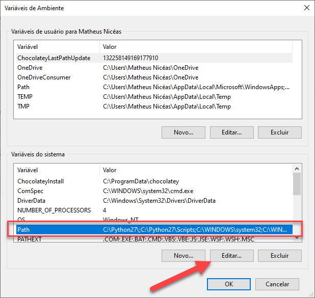 Configurações avançadas.