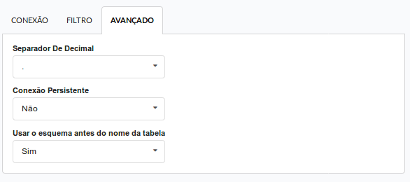 Configuração avançada da conexão do banco de dados ODBC