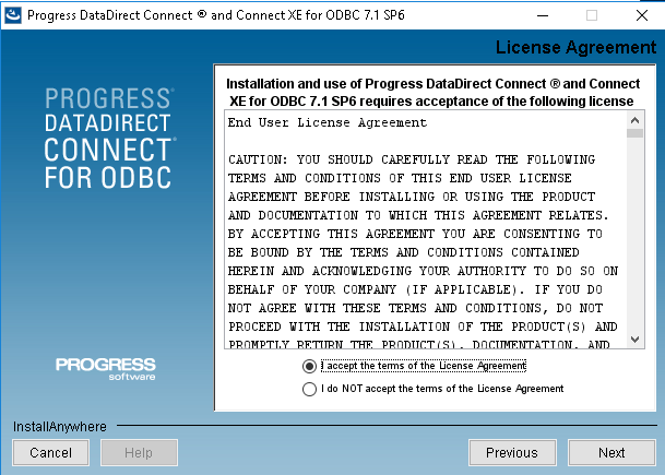 Instalando o Progress OpenEdge ODBC Connector.