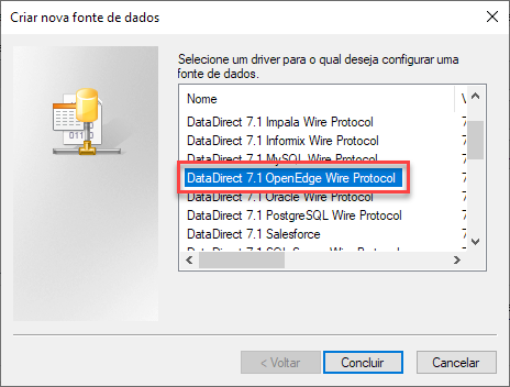 Acessando e configurando a Fonte de dados ODBC