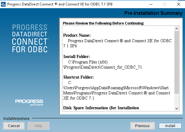 Instalando o Progress OpenEdge ODBC Connector.