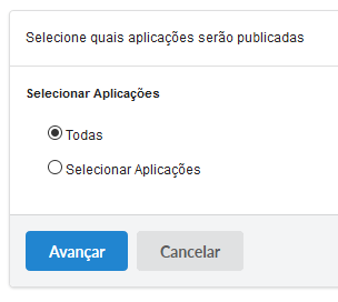 Escolha de aplicações da publicação