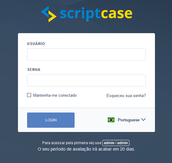 Tela de acesso ao Scriptcase