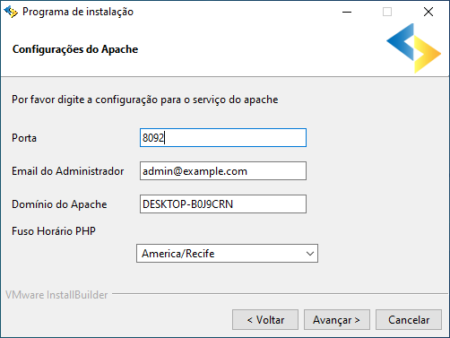 Configuração do Apache da instalação