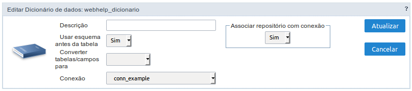 Tela de edição das propriedades do dicionário de dados