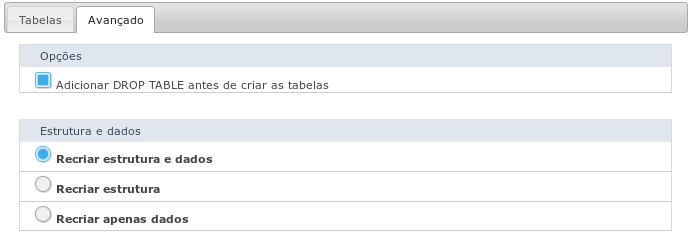 Configurações avançadas da criação do script