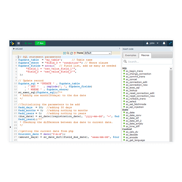 Macros Scriptcase